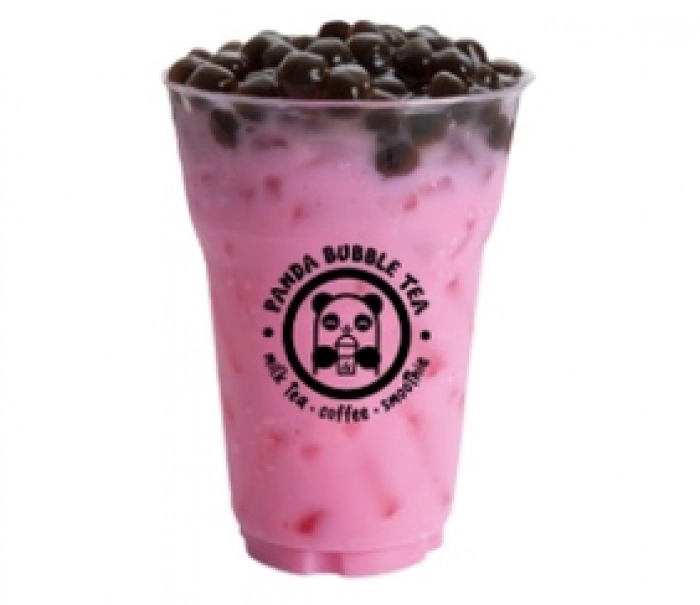 Strawberry milk tea with tapioca