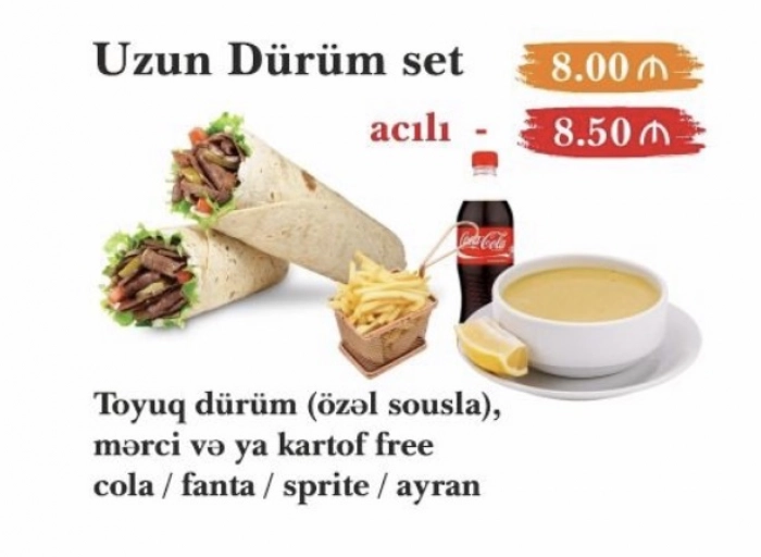 Uzun dürüm seti (toyuq əti)