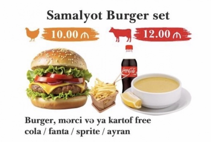 Samalyot burger seti (mal əti)